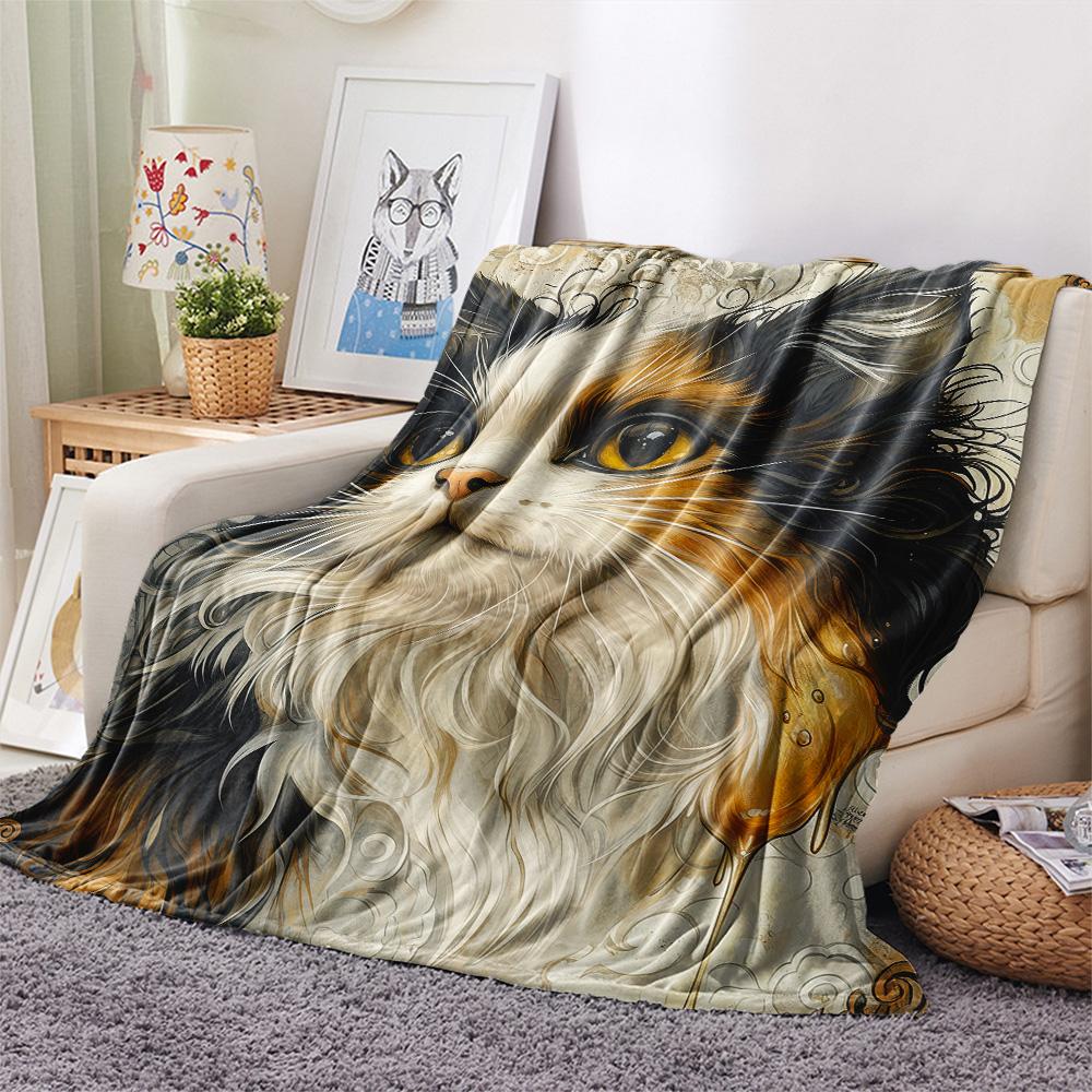 Cute Cats Print Flannel Blanket, High Quality Comfortable for All Seasons, Home Decor, Warmth and Comfort