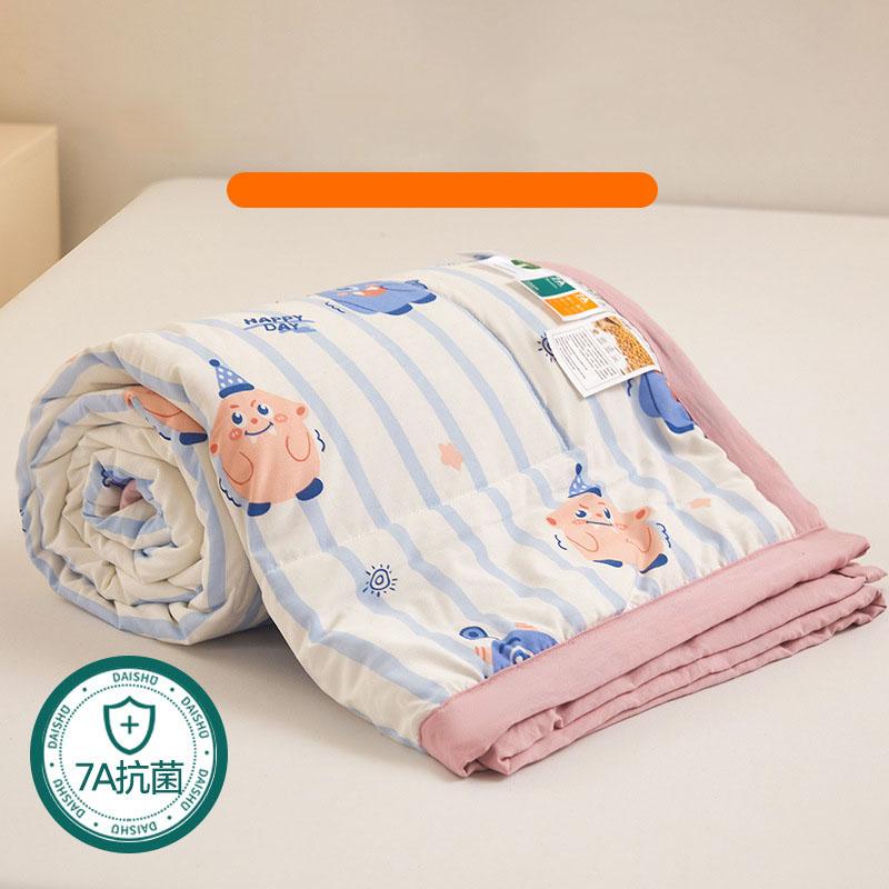 7A Antibacterial Printed Soybean Summer Quilts Cartoon Air Conditioning Quilt for Dorm Home Skin-Friendly Cozy Cooling Blanket