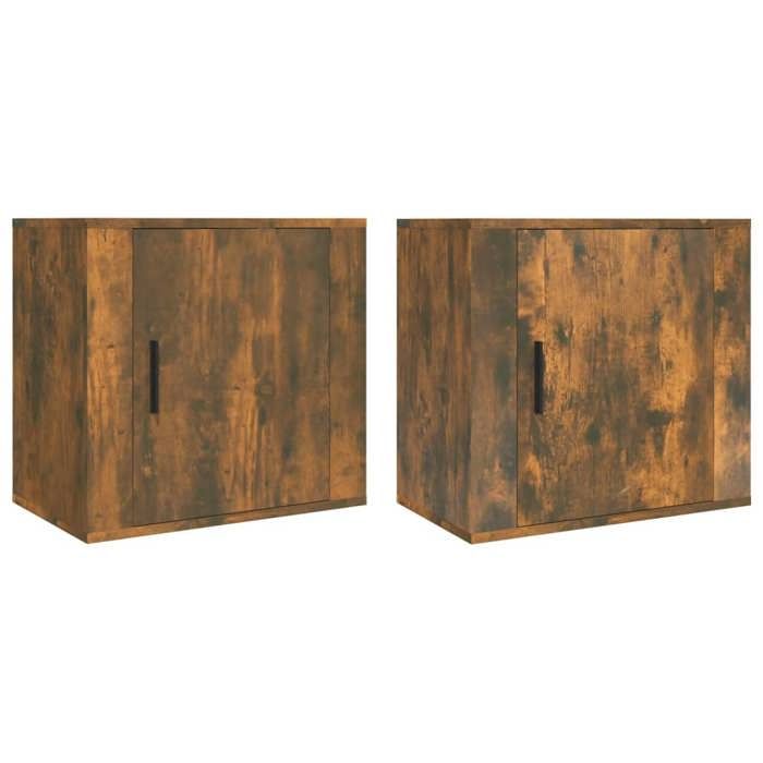 Tables de chevet murales - Maison Exclusive - Chêne fumé - Bois d'ingénierie - 50x30x47 cm (lot de 2)