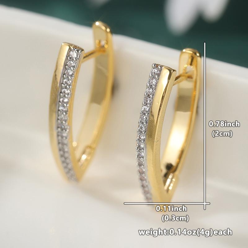 

Dazzling Two Color White CZ Dangle Earrings Woman Geometry Fashion Party Daily Wear