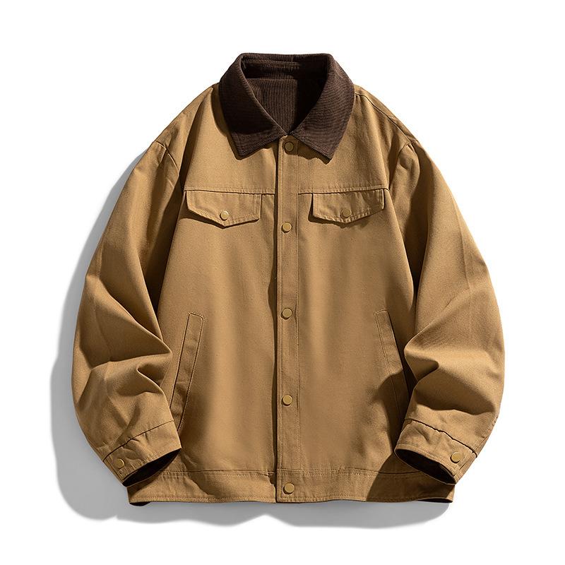 

Мужская новая хлопковая повседневная куртка с лацканами на весну и осень, мужская ветрозащитная куртка, мужская куртка свободного кроя 3XL