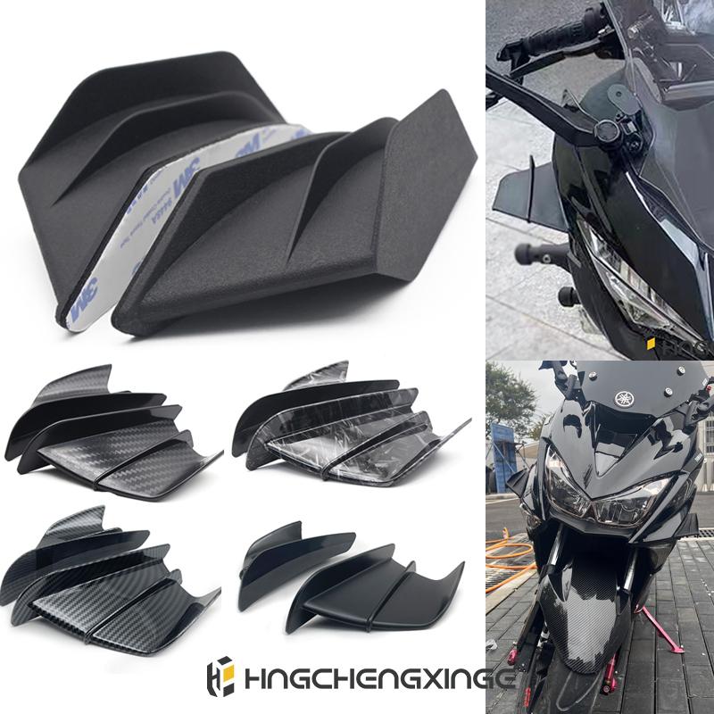 2X Universal Motorcycle Winglet Aerodynamic Spoiler Wing with Adhesive For Yamaha Suzuki Kawasaki Motorcycle Decoration Sticker nero