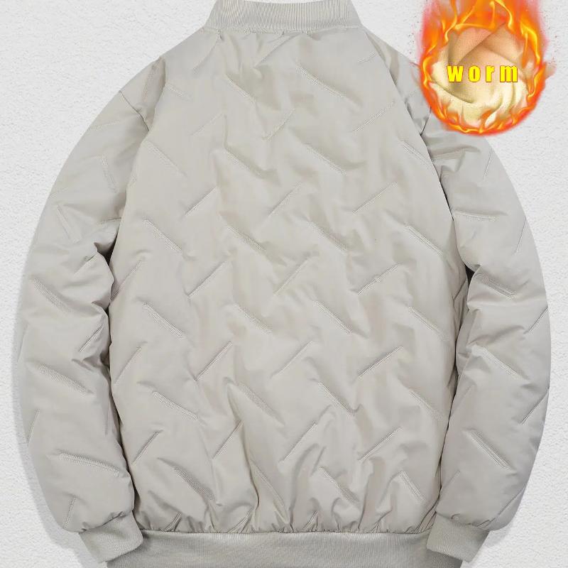Autumn Spring Stand Collar Fleece Warm Coat Men Solid Loose Casual All-match Jacket Outwear