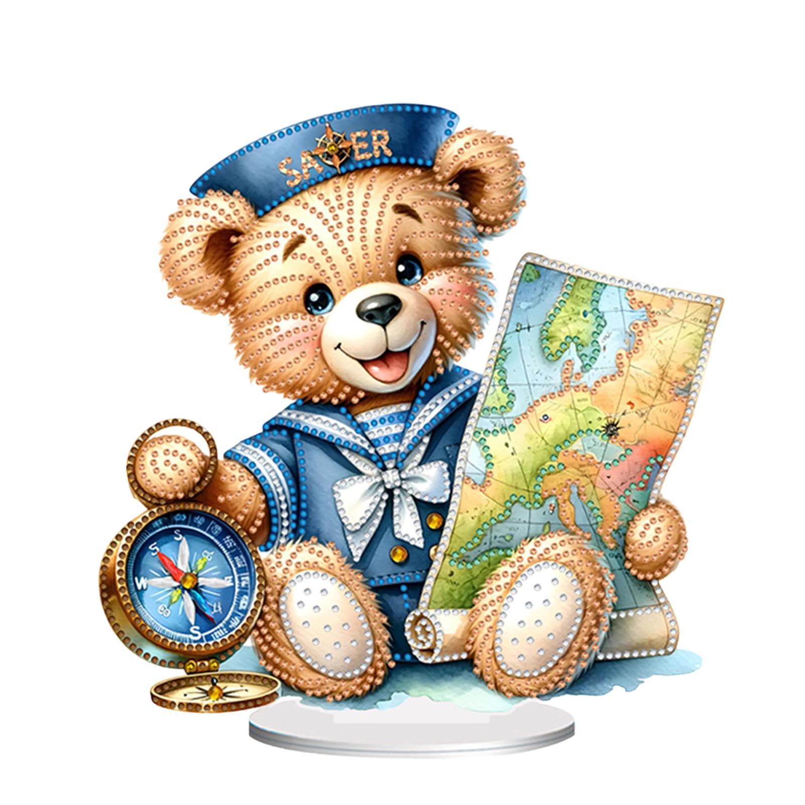 

2D/Flat Sailing Bear DIY Table Top Diamond Painting Ornament Kits Desktop Diamond Art Kits Diamond Painting Desktop Decorations