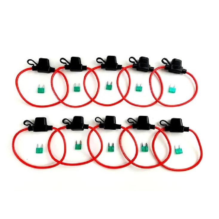 10pcs 12GA ATMATC MINI BLADE INLINE FUSE HOLDER CAR TRUCK BOAT RV COPPER+30amp