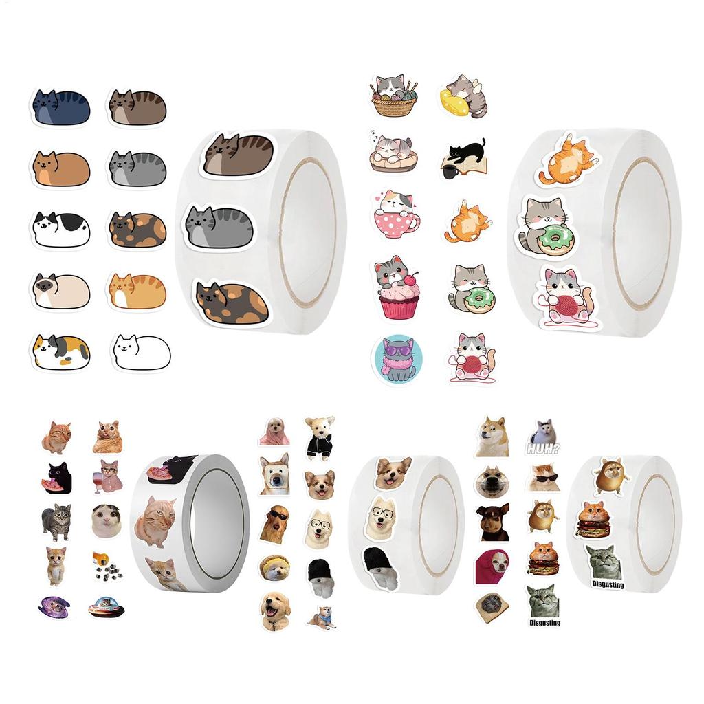 500 Sheets Cat Stickers Roll, Cute Decals For School Classroom, Journal Scrapbook Laptop Decoration Drop shipping