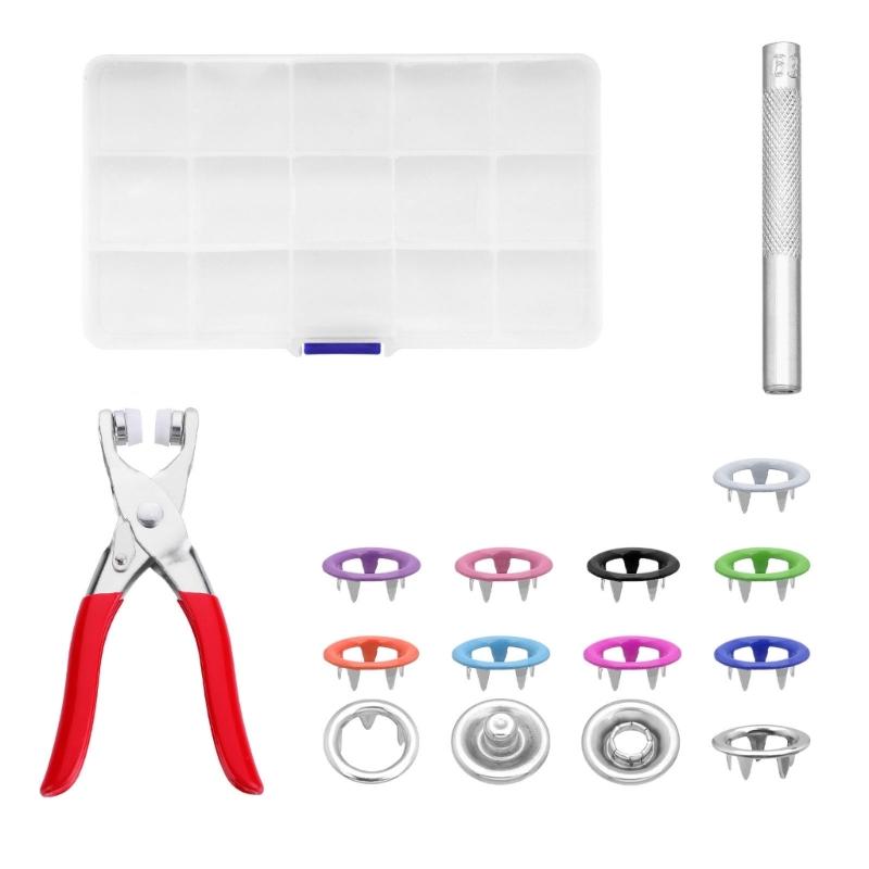 Metal Snap Button with Fastener Pliers Hollow Sewing Snaps Prong Snap Button Kits for DIY Crafting Clothing Sewing