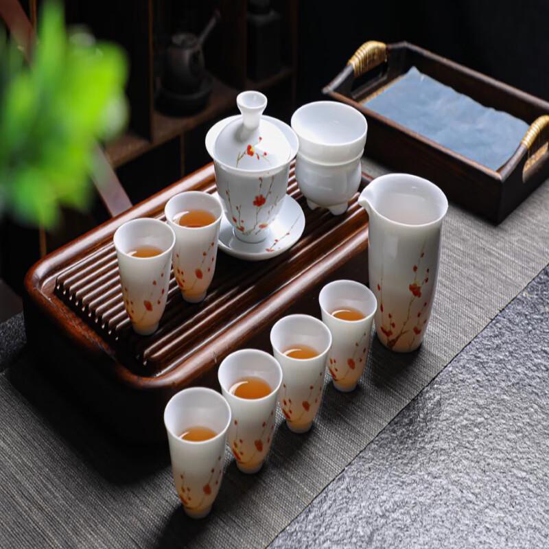 Tuopai TPYZ-008 Hand-Painted Suet Jade Porcelain Tea Set