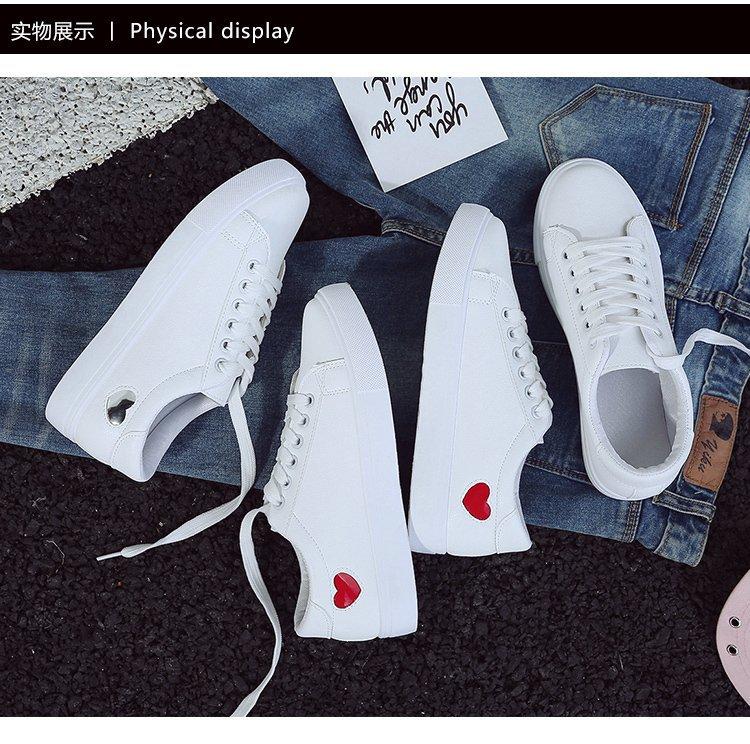 Spring and autumn chic new student Korean version of little white shoes women's love flat bottom comfortable breathable casual women's board shoes 