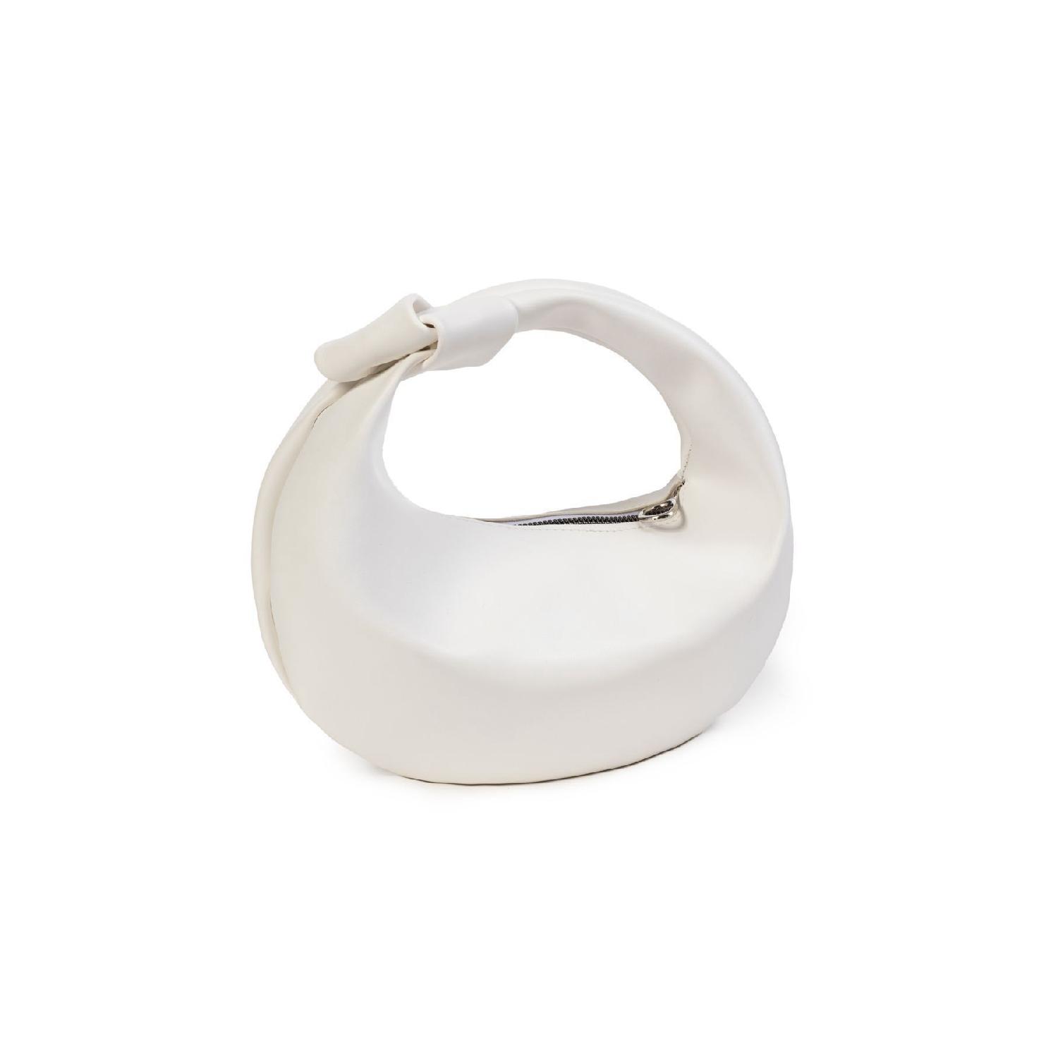 

Women s White Mini Baguette Knot Detailed Zippered Hand Bag