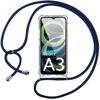 Case for Xiaomi Redmi A3 - Transparent Silicone Case with Adjustable Navy Blue Cord