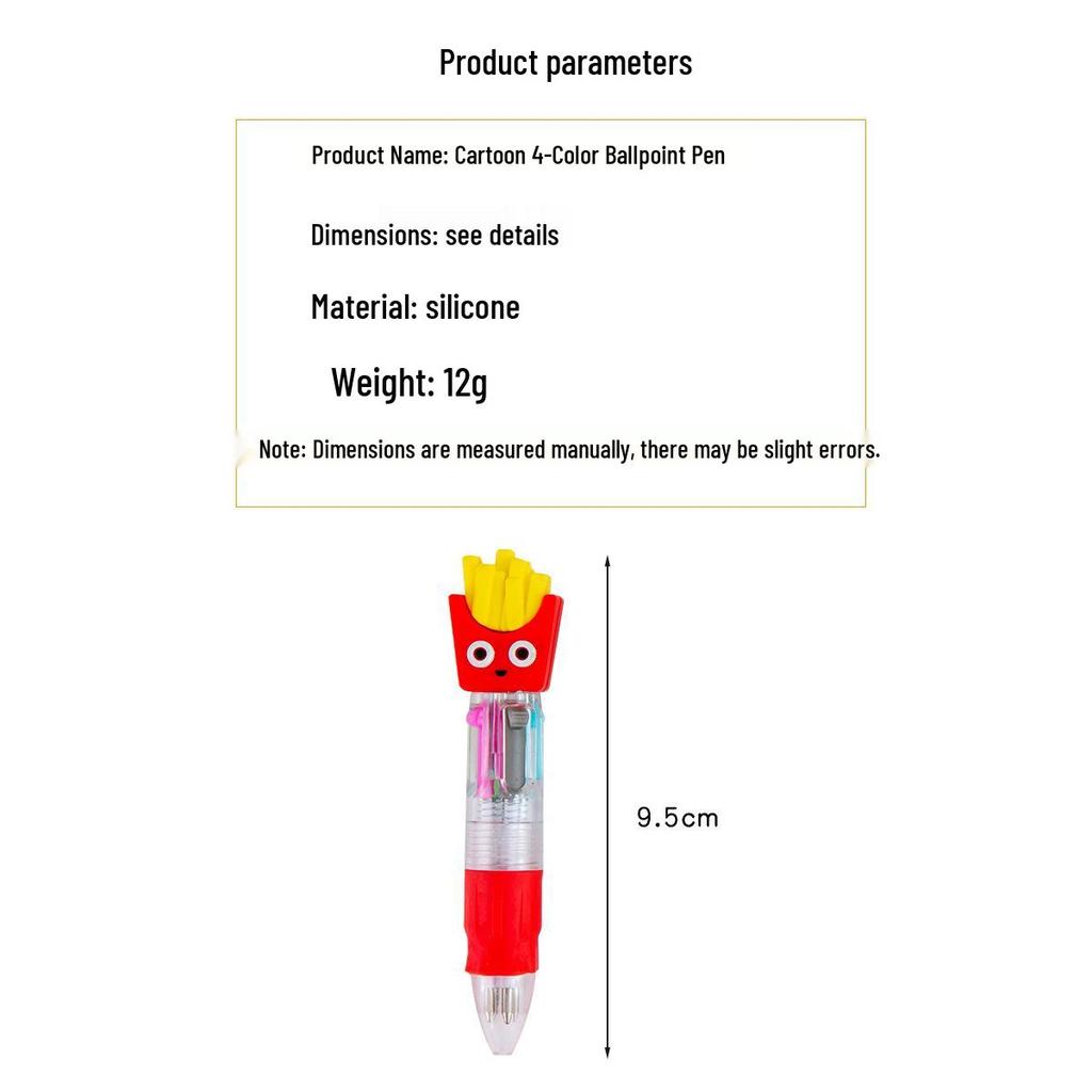 Cartoon Multi-Color Ballpoint Pen - Cute 4-Color Portable Pen for Student Journaling and Gifts