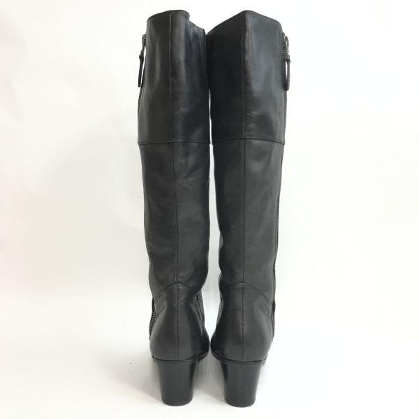 REGAL Leather Long Boots Size 22.5 Women’s Black Side Zip 5cm Heel Boots(USED)