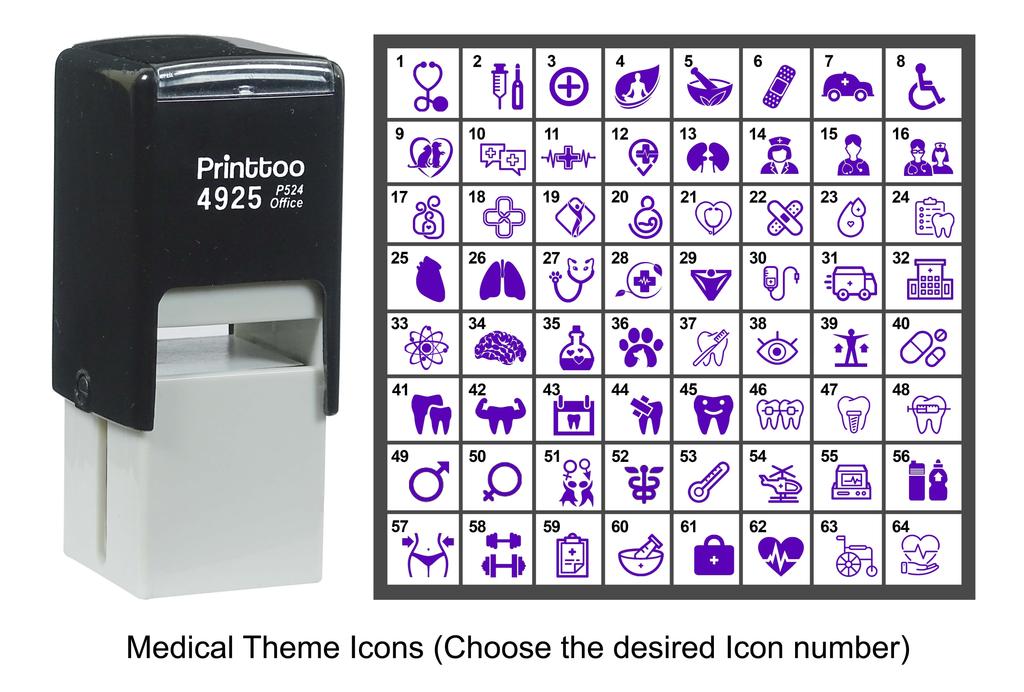 Printtoo Medical Theme Icons Rubber Stamp Self Inking Stamper 24 Mm