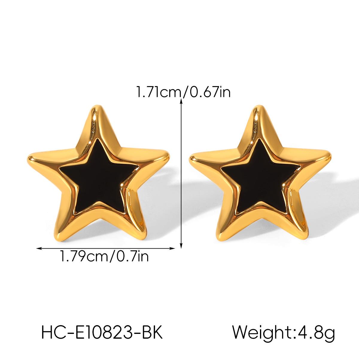 Dripping Oil Five Point Star Ear Studs Titanium Steel Earrings Women Light Luxury Accessories Versatile Simple