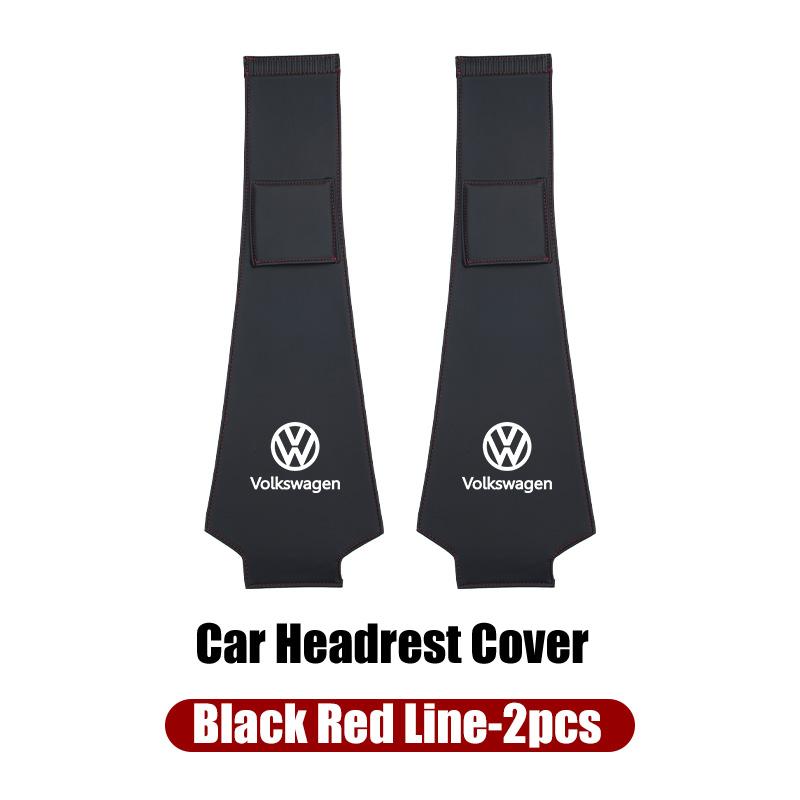 Leather Car Headrest Anti Dirty Protective Cover For VW Tiguan CC Jetta Polo Golf Passat Scirocco T-ROC TouaregNO4