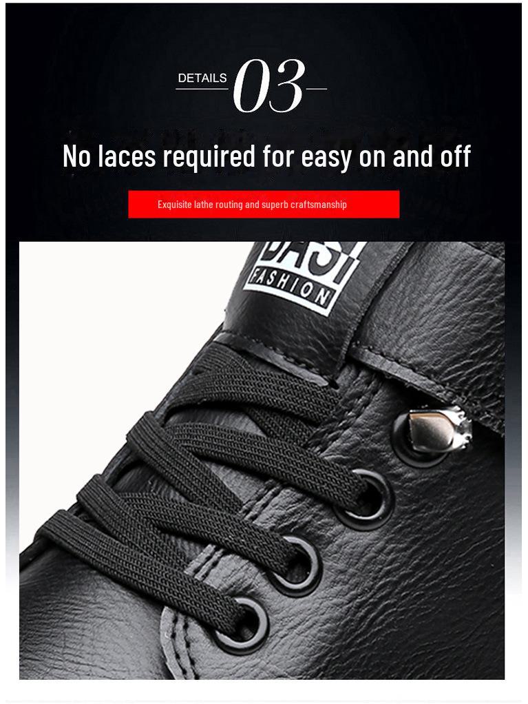 2024 Autumn/Winter Men's Plus-Velvet Warm Leather Martin Snow Boots