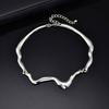 Vnox Punk Metal Irregular Twisted Wave Necklace for Men, Vintage Sliver Color Liquid Alloy Geometric Adjustable Choker Jewelry