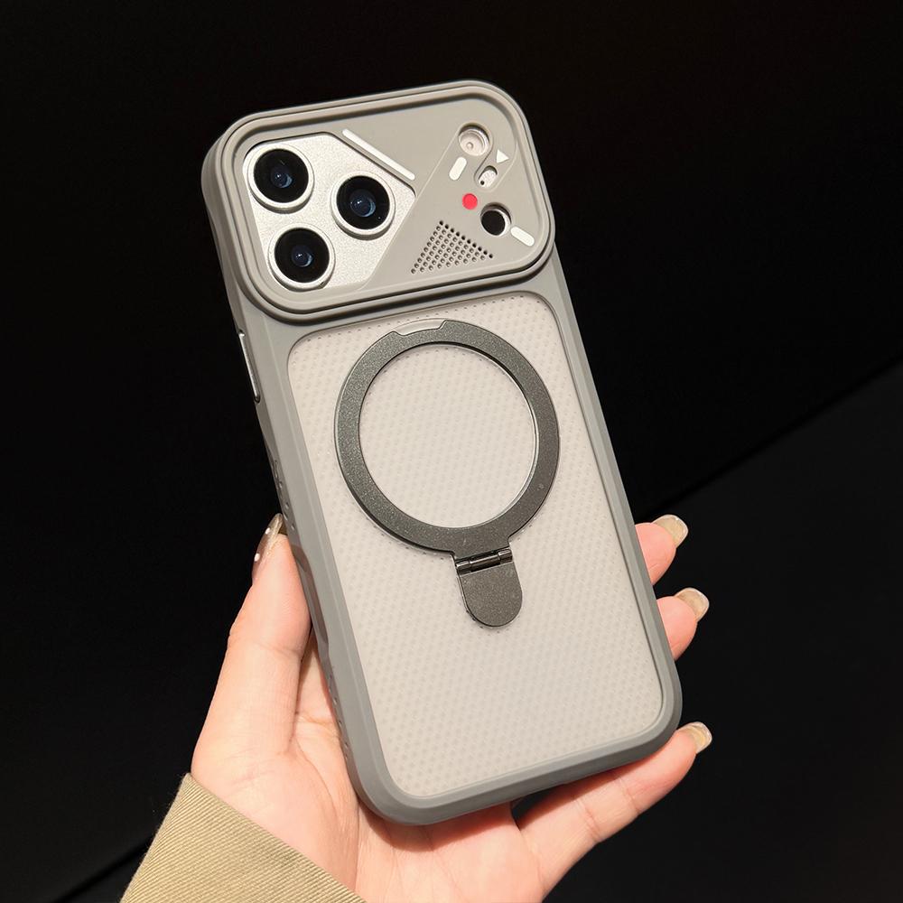 Luxury Matte Soft Frame For Magsafe Holder Case For iPhone 17 16 15 14 13 12 Pro Max 11 17Promax Bracket Shockproof Armor Cover