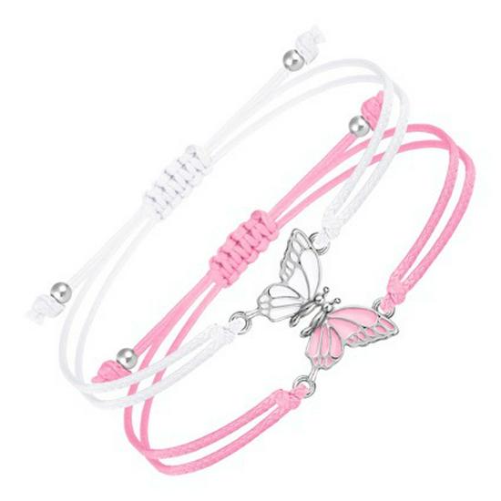 Adjustable Cross-Woven Butterfly Bracelet for Couples & Best Friends - Versatile Sweet Style Hand Jewelry