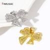 18K Gold Plated Brass Bowknot Charms Inlaid Zircon Butterfly Pendant For DIY Fashion Neckalce Making Supplies Accessories