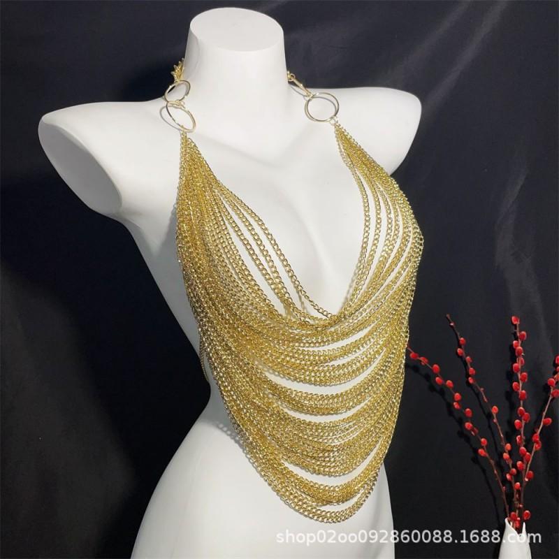 Multi-layer Gold Plated Chain Choker Necklace Retro Luxury Body Jewelry Stacking