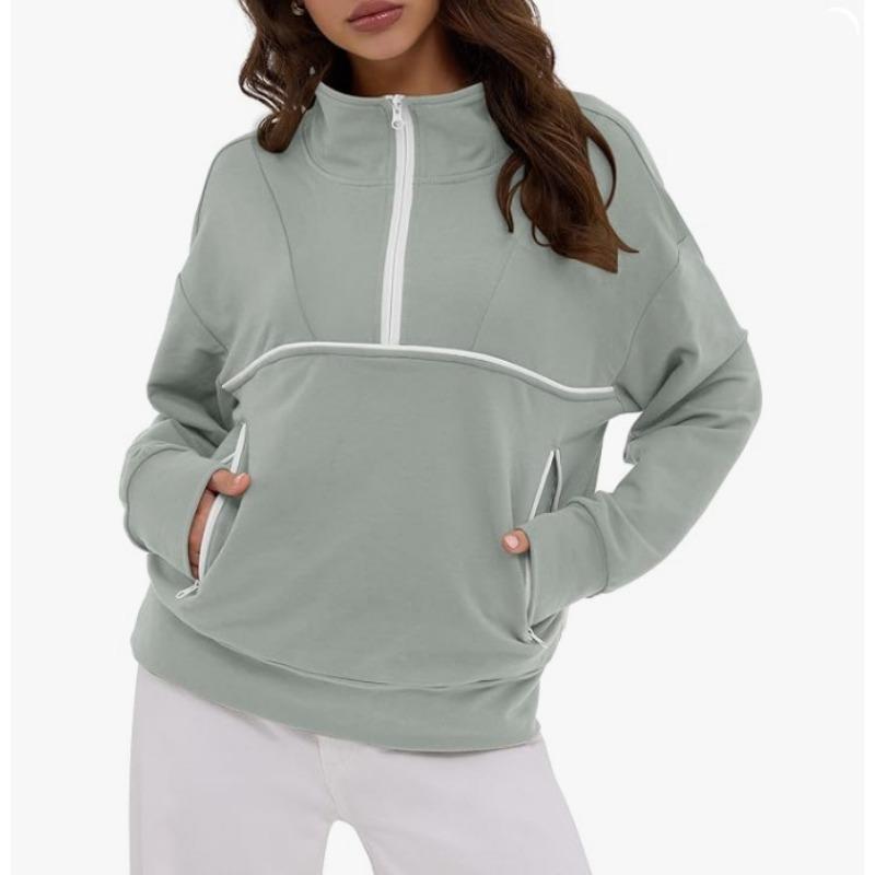 Fashionable Women's Hooded Sweatshirt Casual Pocket Top Loose Pullover