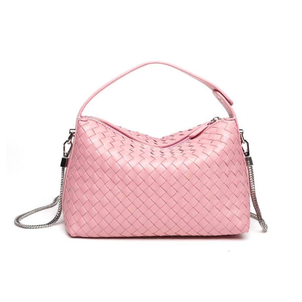 Trendy women's bags factory direct sales first layer sheepskin pure hand-woven bag portable crossbody versatile pillow bag