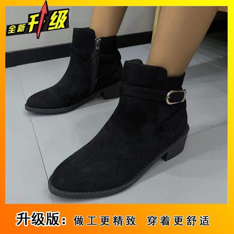 2025 autumn and winter new retro side zipper short boots women's fashion versatile and comfortable skirt women's thin boots
