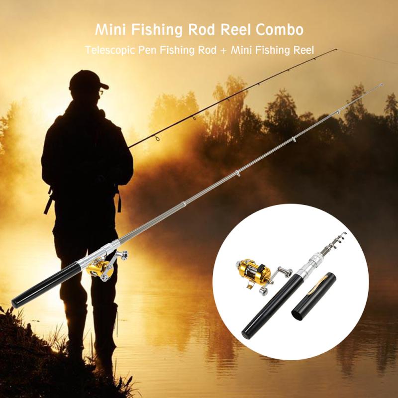 Fishing Rod Reel Combo Kit Set Mini Telescopic Portable Pocket Pen Fishing Rod Pole + Reel Aluminum Alloy Fishing Accessories