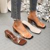 Large Size Summer Sandals 2025 Square Head Fashion Women Shoes Thick with Sandals Slippers Fish Head High Heels Women Sandals