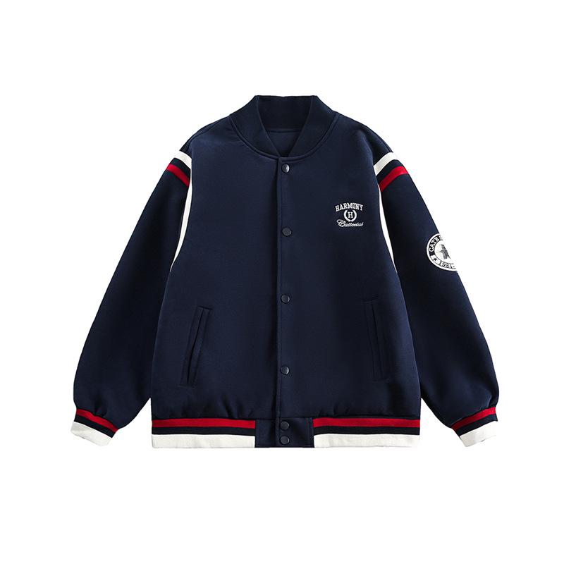 CHANT2nd American Retro Embroidered Baseball Jacket - Women's Spring/Fall Color Block Patchwork