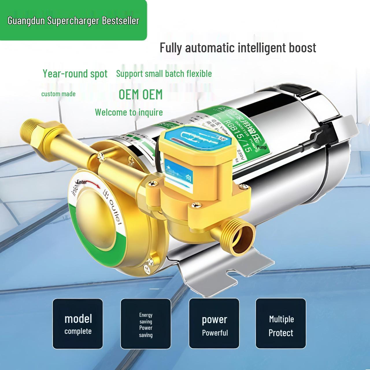 

Low Noise Fully Automatic Solar Water Heater Booster Pump for Home 90W Manual without Flow Switch