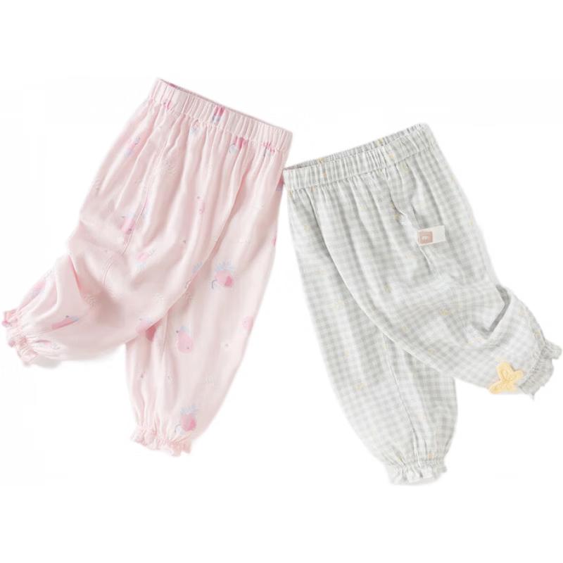 DAVE & BELLA Girls' Summer Anti-Mosquito Print Cuffed Pants