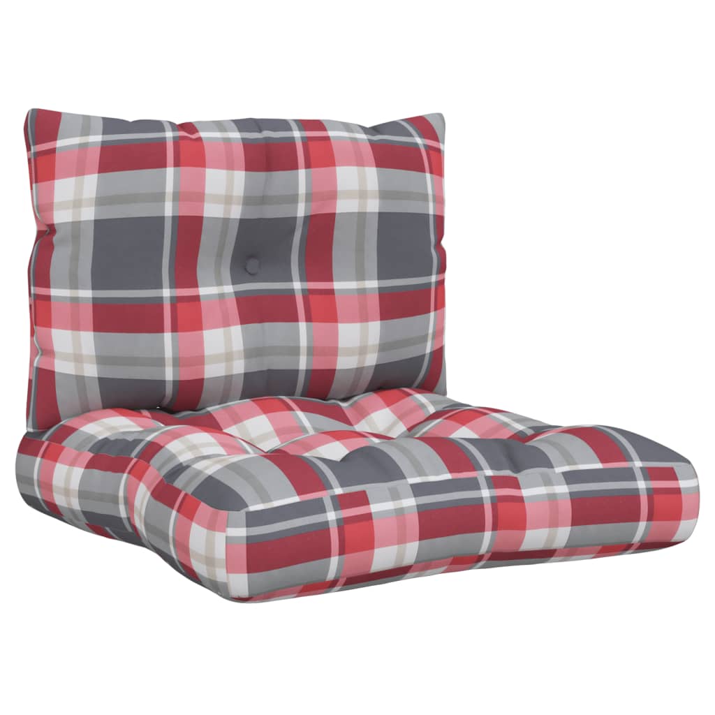 2 Piece Pallet Cushions Red Checkered Pattern Fabric