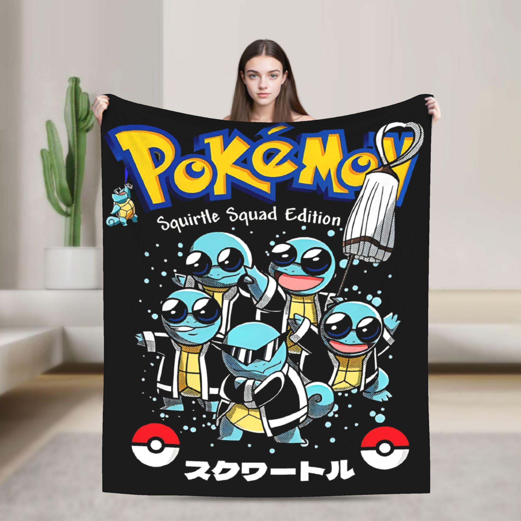 

Poke-Mon Gym Squirtle Squad Flannel Blanket Cartoon Throw Blanket for Bed Sofa Couch 150*125cm Quilt 75x90cm