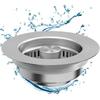 3 In 1 Sink Strainer Stopper - Kitchen Sink Stopper with Upgraded Bigger Basket, 304 Stainless Steel Anti-Clogging Drain Strainer for US Kitchen