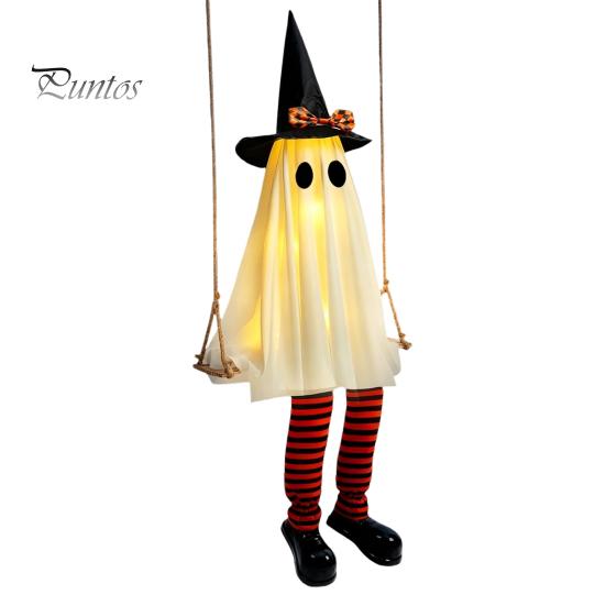Ijesztő Tornácra Akasztható Díszek Halloween Lengő Szellem Dekoráció, Világító Nagy Lengő Fesztivál Hangulatú Kellékek Boszorkánykalap és Csíkos Lábak ehhez