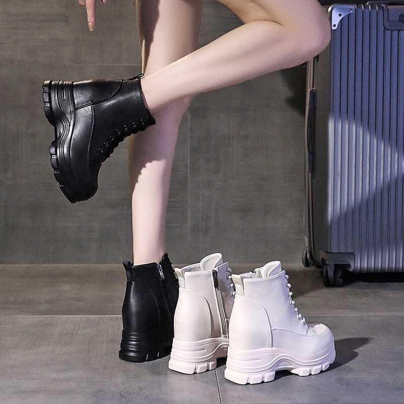 Thick-Sole Martin Boots for Women: Stylish, Height-Boosting Ankle Shoes for Autumn & Winter (Men's Size Available)