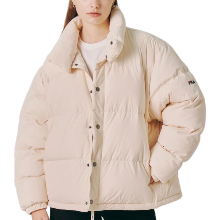 FILA Down Jackets Unisex White Stand Collar Thickened Puffer Jacket FS2DJE4801X-CRM