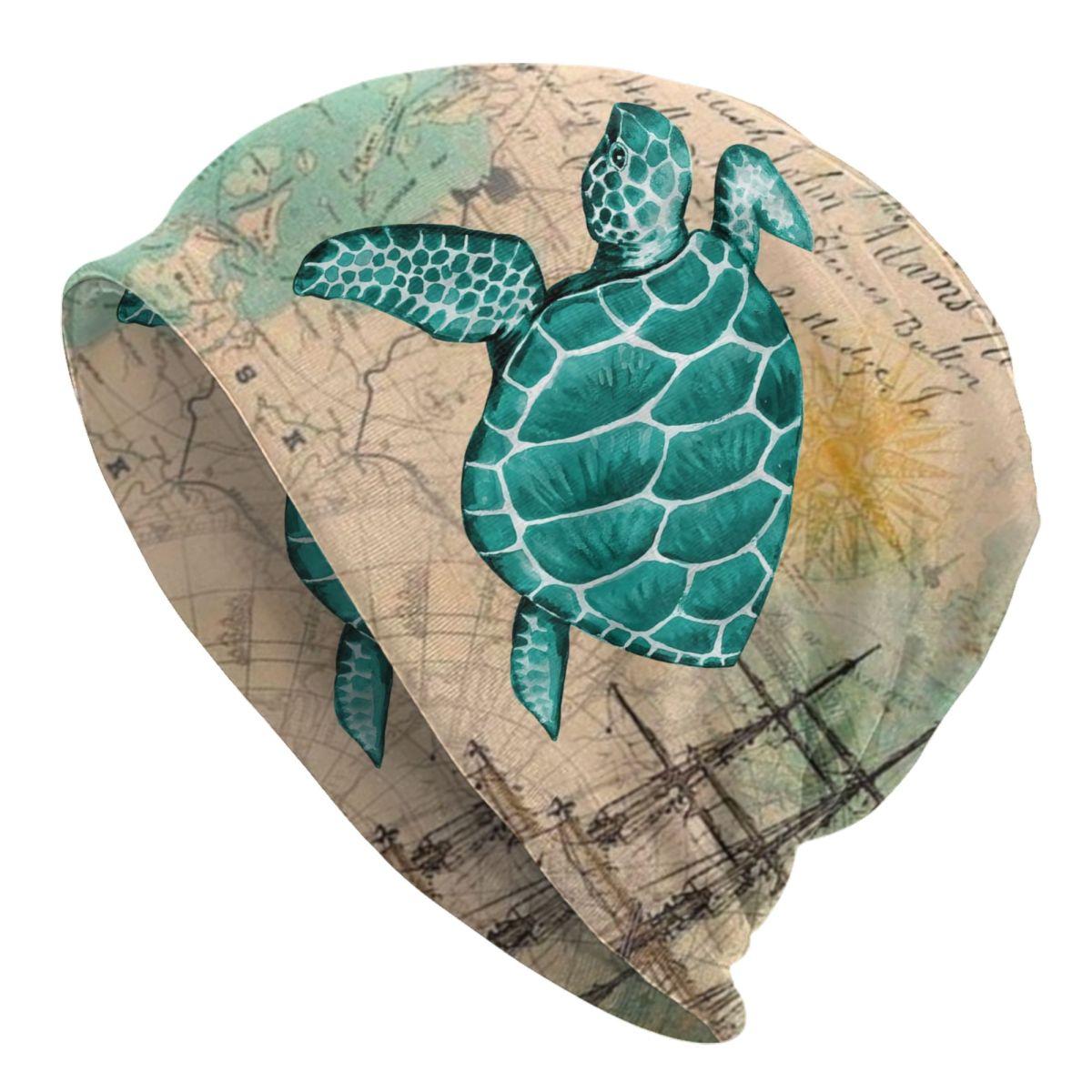 

Custom Sea Turtle With Flowers Skullies Beanies Caps Unisex Winter Warm Knit Hat Women Unisex Adult Bonnet Hats Outdoor Ski Cap Beanies Cap