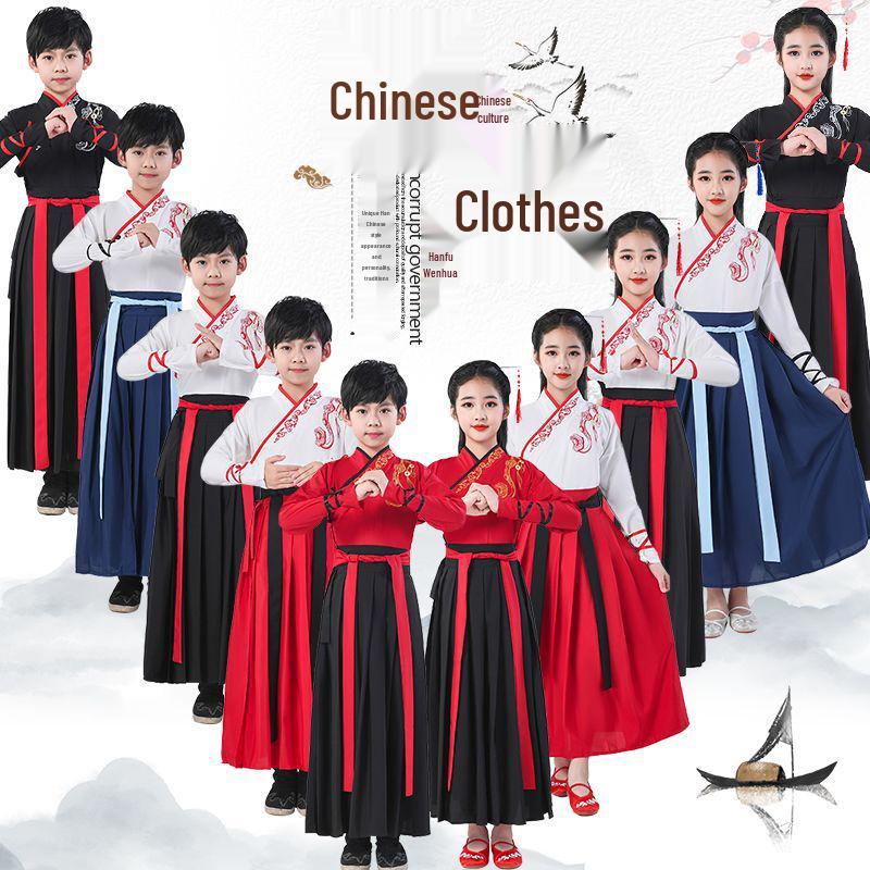 Children's Hua Mulan Hanfu Costume for Boys and Girls - Chinese Style Choir and School Uniform