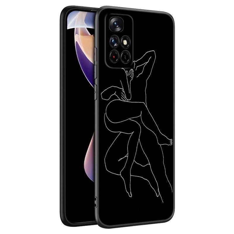 

Черный белый сексуальный линейный черный силиконовый чехол для телефона Xiaomi Redmi Note 10 11 11S 12 13 4G 8 9 11T Pro 5G Plus 8T 9S 10S 12S Redmi Note 13 4G