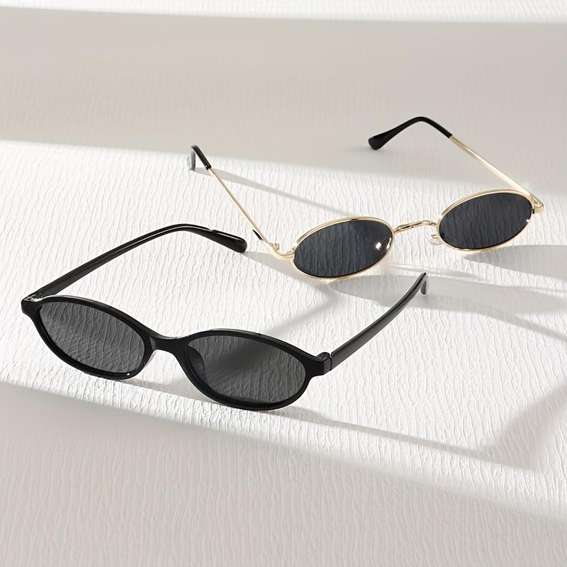Non-polarized 2PCS Retro Classic Small Frame Oval Sunglasses Women/Men Sun Glasses
