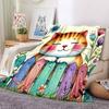 1pc Cat Garden Blanket, Lightweight Flannel Throw Blanket For Sofa, Bed, Travel098
