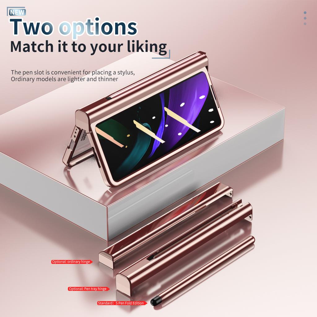 Luxury Plating S Pen Holder Clear Case For Samsung Galaxy Z Fold 3 4 Fold4 5g Fold3 Fold 2 Fold2 With Screen Protector Film