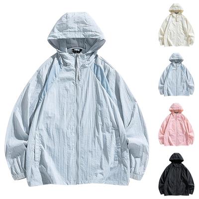 Sommer Unisex Modische Einfarbige Dünne Kapuzenjacke Mit Reißverschluss Sonnenblende Jacke