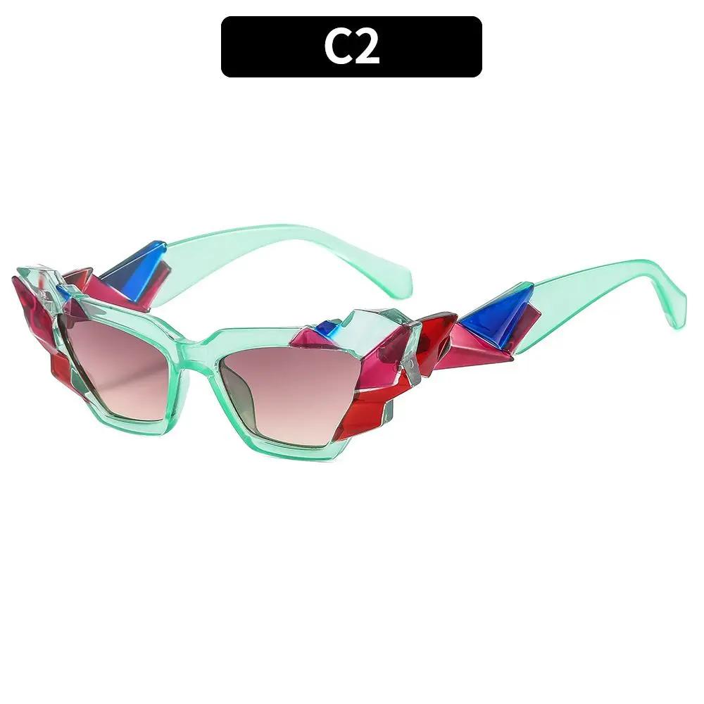

Unique Cat Eye Sunglasses Women Shades Candy Colors Sun Glasses Polygon Eyewear UV400 Steampunk Eyewear