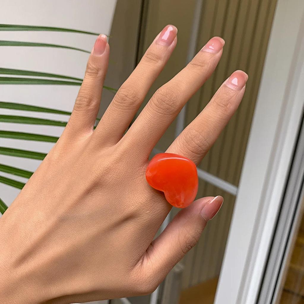 Acrylic Resin Rings Set for Women Girls Irregular Marble Pattern Colorful Transparent Ring Rings Jewelry Gifts