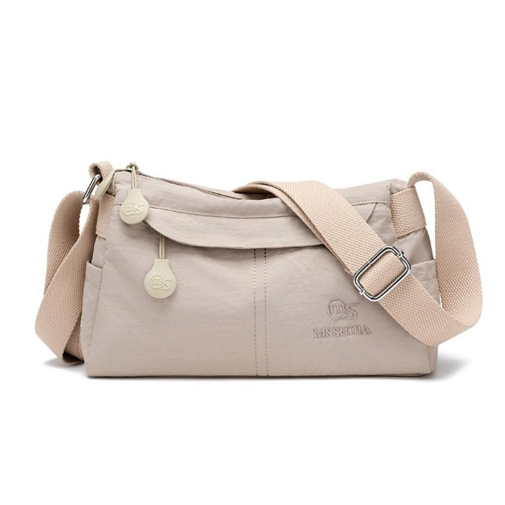 New Nylon Crossbody Bag Multipocket Waterproof Phone Pouch Solid Color Lightweight Messenger Bag Women